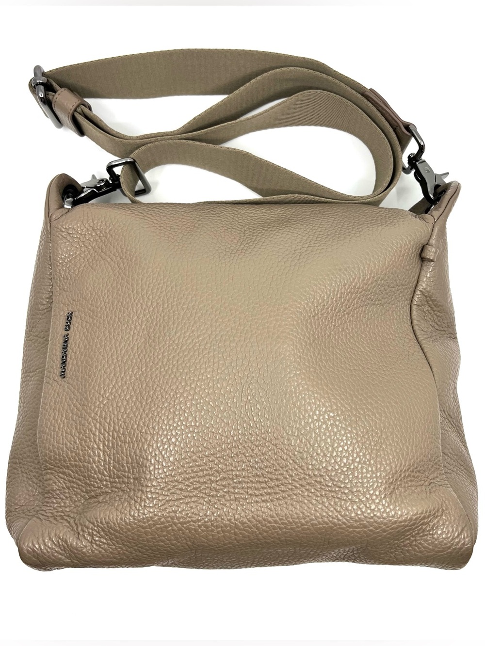 Mandarina Duck Warm Taupe Mellow Leather Medium Crossbody Bag Made in Italy
